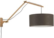 Aplica cu brat articulat din bambus si abajur din tesatura in, Andes natur/ gri inchis