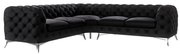 Colțar negru cu tapițerie din catifea Chelsea – Ropez