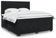 vidaXL Pat box spring cu saltea, negru, 180x200 cm, catifea