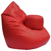 ShopJK Fotoliu puf cu suport pentru picioare din piele ecologică roșu