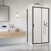 Pachet cabina de dus Alienta Black DWJ+S 100x80 cm, cadita pentru dus Laros D Compact alb si sifon cadita negru