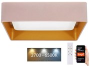 Plafonieră LED dimabilă Brilagi VELVET SQUARE LED/36W/230V Wi-Fi Tuya roz + telecomandă