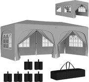Outsunny Tonelă pliabilă 3 x 6 m Pop-Up, UPF50+ Înălțime reglabilă, cu sac de transport și saci de nisip, gri deschis | Aosom Romania