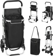 HOMCOM Cărucior de Cumpărături cu Geantă Impermeabilă de 40L, 46x59.5x97 cm, Negru și Argintiu | Aosom Romania