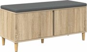 vidaXL Bancă pentru hol cu pernă cu ușă Stejar Sonoma 100 x 38 x 46 cm