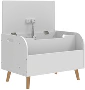 AIYAPLAY Cufăr pentru jucării copii, cufăr de depozitare pentru copii, capac rabatabil și compartiment deschis, 60x40x43cm, alb | Aosom Romania