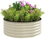 Outsunny ghiveci galvanizat pentru flori și plante, cu margine de siguranță și bază deschisă, 120x120x43 cm, alb crem | Aosom Romania