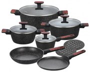 Set oale si tigai Klausberg KB 7831, 12 h, Aluminiu turnat, Acoperire din marmura, Inductie, Negru