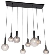 Lampă suspendată de design neagră cu sticlă fumurie cu 8 lumini - Chico