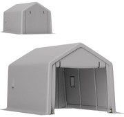 Outsunny Carport cort garaj 3 x 5,2 m, abriu mașină exterior carport pentru mașină cu ușă ruletă detașabilă gri | Aosom Romania