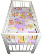 Lenjerie Patut Bebe NOVOKIDS™ din BUMBAC 100% , 3 Piese, Dimensiune Universala, PILOTA INCLUSA, Model Ursulet Palarie, Mov