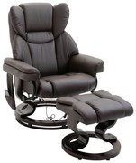 HOMCOM fotoliu relax cu taburet, fotoliu TV rotativ 360° cu masaj, funcție șezlong, fotoliu cu masaj și buzunar lateral, fotoliu recliner, piele ecologică pentru living maro | Aosom Romania