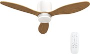 HOMCOM Ventilator de tavan cu lumină reglabilă și telecomandă 115 cm, 3 culori, 3 pale, 6 viteze, timer, natural | Aosom Romania