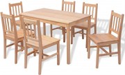 vidaXL Set masă și scaune din lemn de pin, 7 piese