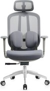 RESIGILAT- Scaun ergonomic, cu înclinare sincronizată, suport lombar si tetiera reglabile, rotativ, tapițerie din mesh si textil, căptușeală din spumă, cadru PP, Gri