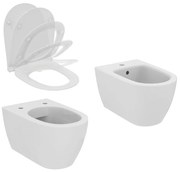 Set vas WC suspendat Ideal Standard I.life O cu capac softclose alb si bideu