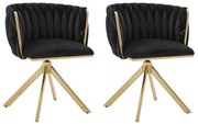 Set de 2 scaune pivotante din catifea, Negru | Aosom Romania