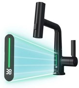 Baterie chiuvetă Mara cu cap multifuncțional și afișaj digital, neagră