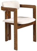 Scaun dining material textil alb-galbui si lemn Off-white