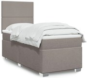 vidaXL Pat box spring cu saltea, gri taupe, 90x190 cm, textil