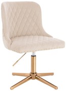 HR940CROSS Scaun Crem din Catifea cu Bază Aurie