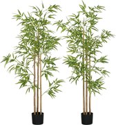 HOMCOM Plantă artificială Bambus copac artificial înălțime 180 cm cu ghiveci, decor interior, foarte realist | Aosom Romania