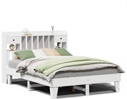vidaXL Cadru de pat fără saltea, alb, 160x200 cm, lemn masiv pin