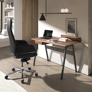 Birou modern din lemn furniruit si fibra de sticla Walnut
