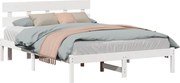 vidaXL Cadru de pat cu headboard Alb 160 x 200 cm Lemn masiv de pin