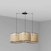 Lustra suspendata cu 3 pendule design natural MAMBO 45cm negru/ratan