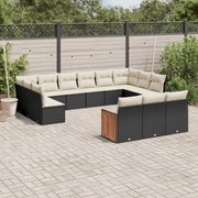 vidaXL Set mobilier de grădină cu perne, 13 piese, negru, poliratan