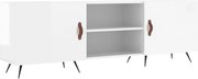 vidaXL Comodă TV, alb extralucios, 150x30x50 cm, lemn compozit
