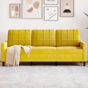 vidaXL Canapea cu 3 locuri, galben, 180 cm, catifea