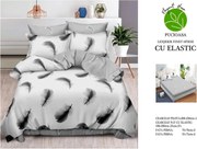 Lenjerie Pat Dublu, Bumbac Finet, 6 Piese, CU ELASTIC - Pene Negre