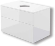 Dulap baie suspendat 80x52x47 cm pentru lavoar, alb lucios, MDF, Deante Prizma Alb lucios