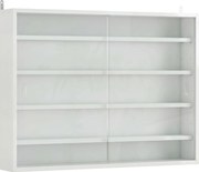 HOMCOM Vitrină de perete din lemn cu polițe reglabile și 2 uși glisante din sticlă 80x9,5x60 cm alb | Aosom Romania