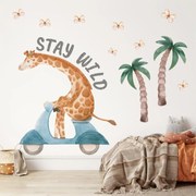 Autocolante de perete - Girafa pe moped