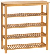 HOMCOM Raft pentru pantofi pe 5 niveluri, suport pentru pantofi din bambus cu 4 polițe cu lamele, 80x29x82cm, efect lemn natural | Aosom Romania