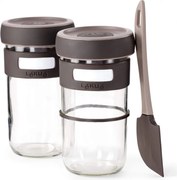 Set recipiente dospire paine Lekue 1010175, 3 piese, 9,3 x 9,3 x 17 cm, -20/+80 °C, Maro