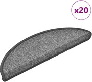 vidaXL Covorașe pentru scări, 20 buc., 56x17x3 cm, gri închis, semirotunde