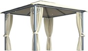 vidaXL Pavilion cu perdele & șiruri lumini LED, crem, 3x3 m, aluminiu