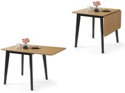 MAZZONI EXPORT ROXY Stejar natural/cadru negru -  MASĂ RABATABILĂ DE LEMN PENTRU BUCĂTĂRIE/SUFRAGERIE RETRO EXTENSIBILĂ