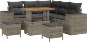 vidaXL Set de canapele pentru grădină cu pernă 8 pcs Gri poliratan