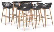 vidaXL Set mobilier de bar, 7 piese, negru și gri