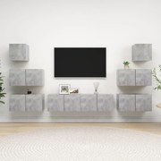 vidaXL Set de dulapuri TV, 8 piese, gri beton, lemn prelucrat