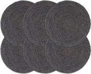 vidaXL Naproane, 6 buc., gri închis, 38 cm, iută, rotund