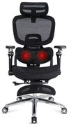 Scaun ergonomic de birou negru rezistent 150 kg din mesh cu suport lombar cu masaj și încălzire SYYT 9521