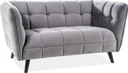 Canapea CASTELLO 2, gri - Bluvel 14, stofa catifelata/lemn, 145x85x78