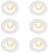 Set de 6 spoturi încastrate albe 13 cm rotunde - Gypsy Stucco