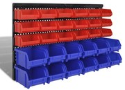 Set coș depozitare pt garaj, montat pe perete 30 buc albastru, plastic